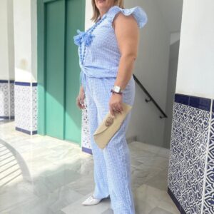 conjunto vichy celeste