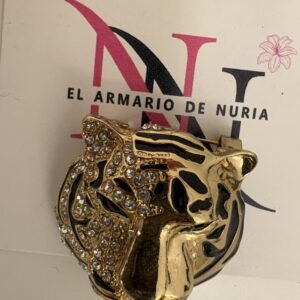 broche cabeza de tigre dorado