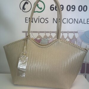 bolso tote trenzado sofia beige