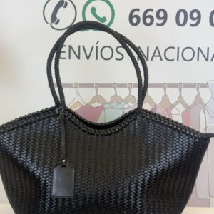 bolso tote trenzado sofia negro