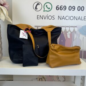 bolso tote reversible duo marino & mostaza