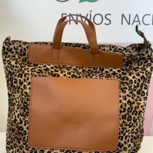 bolso tote canvas leo urban cámel animal print