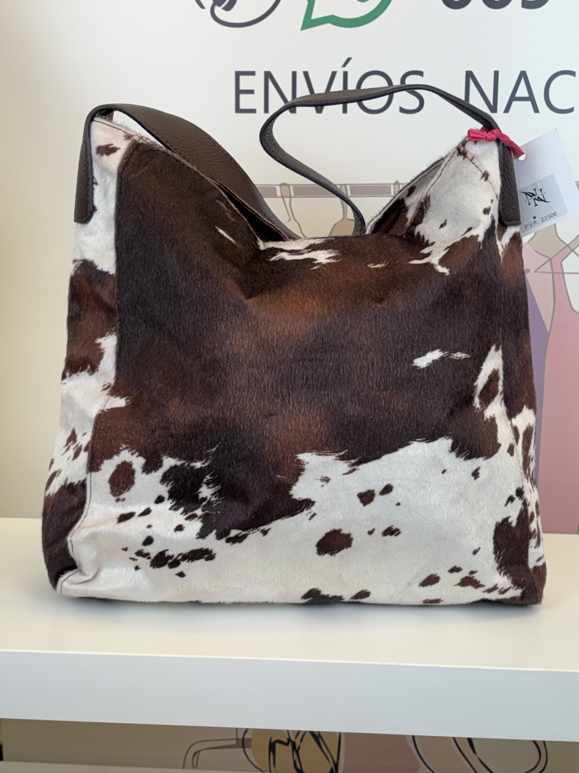 img_5026 bolso tote xxl vaca cow print marrón pelo sintético