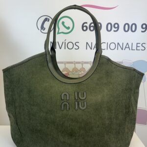 bolso tote pana olive verde caqui