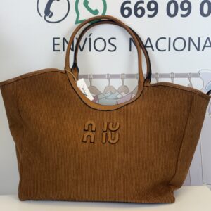 bolso tote pana olive cámel