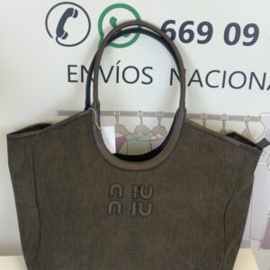 bolso tote pana olive marrón chocolate