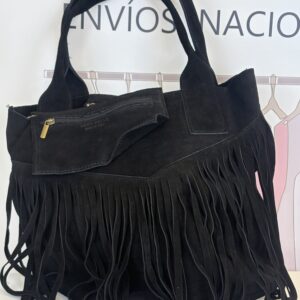 bolso angelina negro flecos