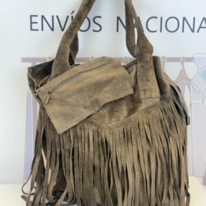 bolso angelina taupe flecos