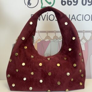bolso hobo ante burdeos tachas doradas