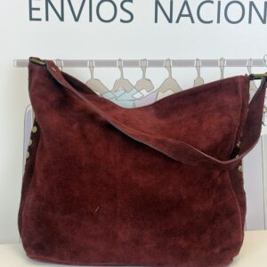 bolso hobo suede studs burdeos ante con tachas
