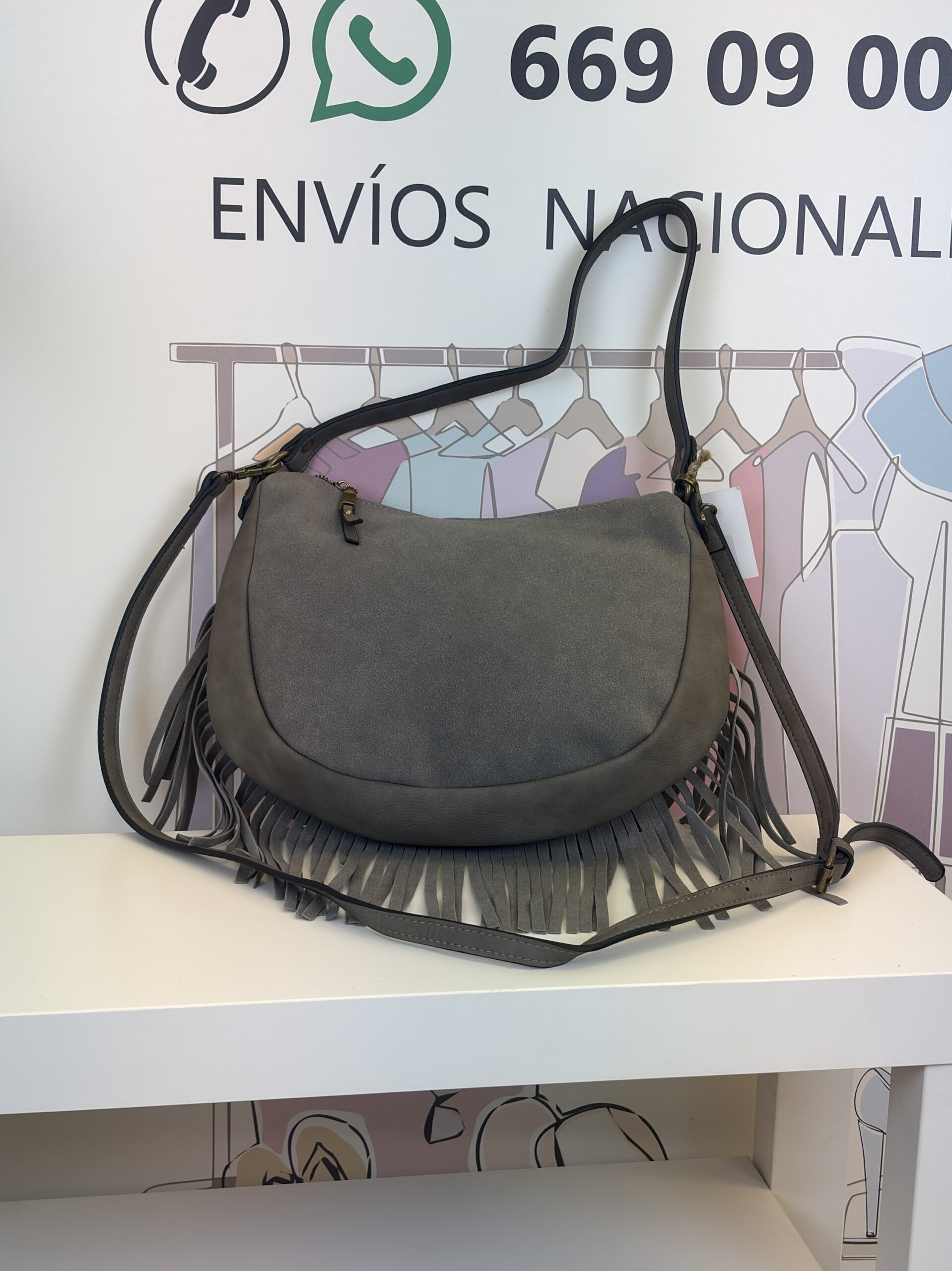 img_5047 bolso bandolera boho fringe gris ante con flecos