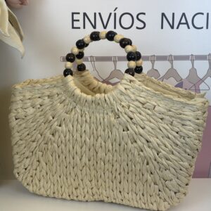 bolso capazo mediano ibiza asas de cuentas bicolor