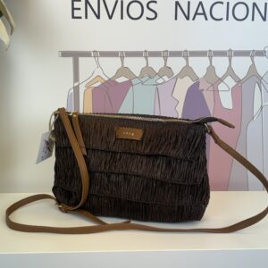bolso bandolera rafia fruncida marrÓn chocolate