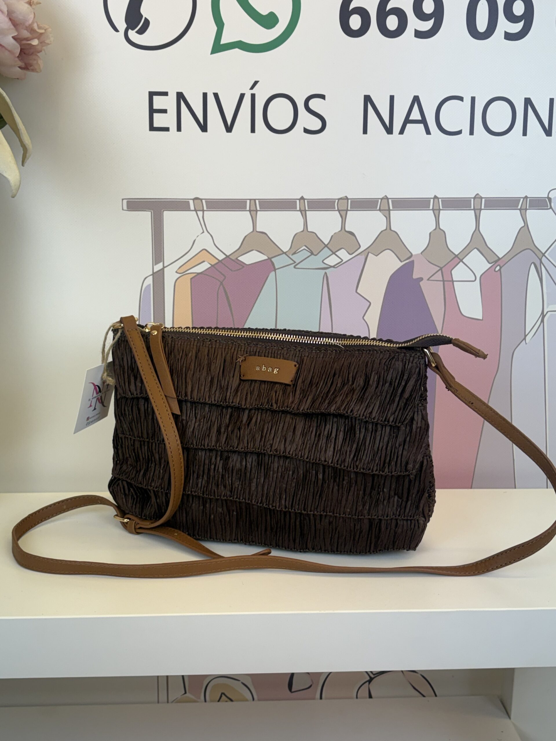 img_5071 bolso bandolera rafia fruncida marrÓn chocolate