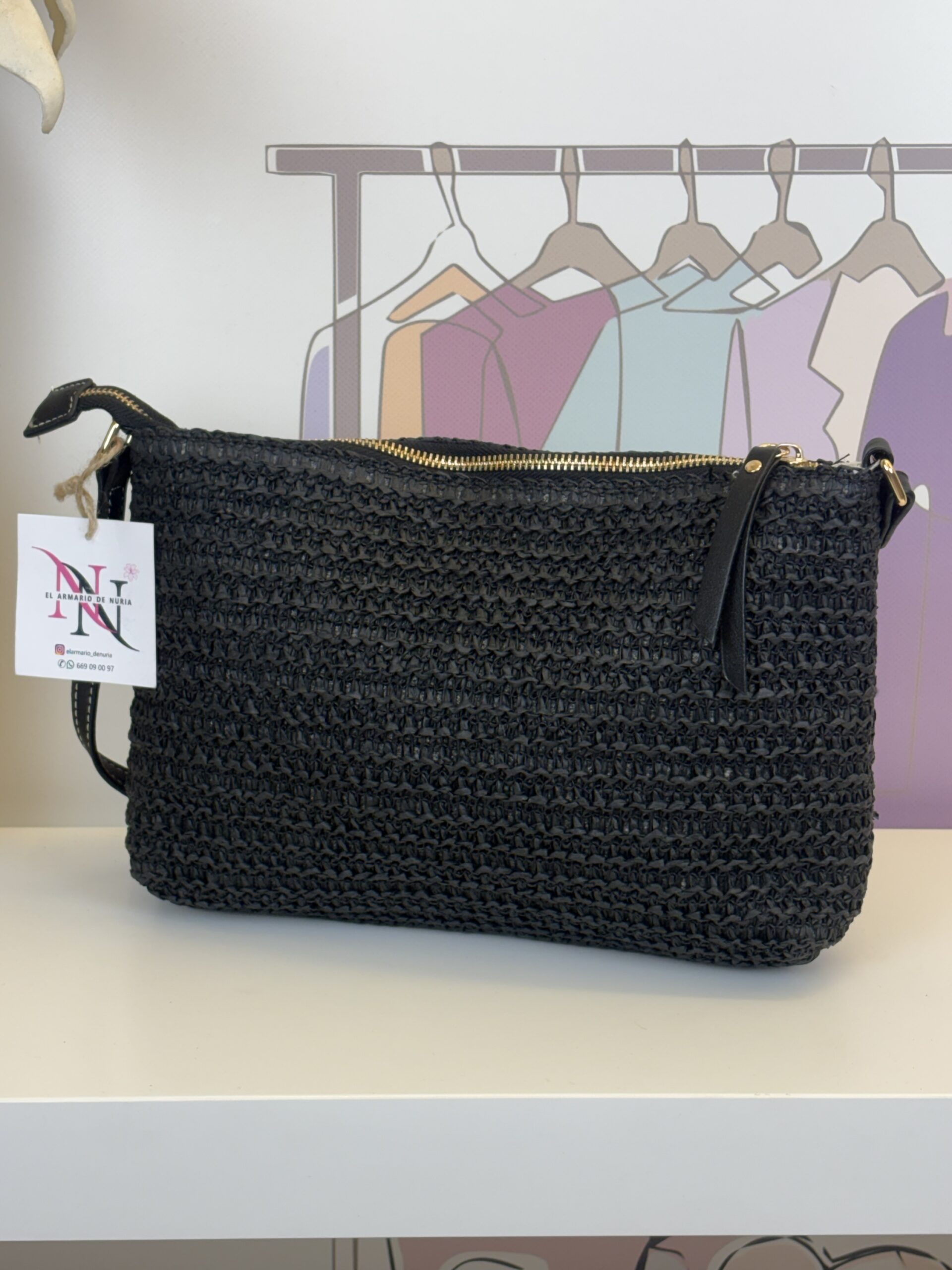 img_5074 bolso bandolera rafia fruncida negro